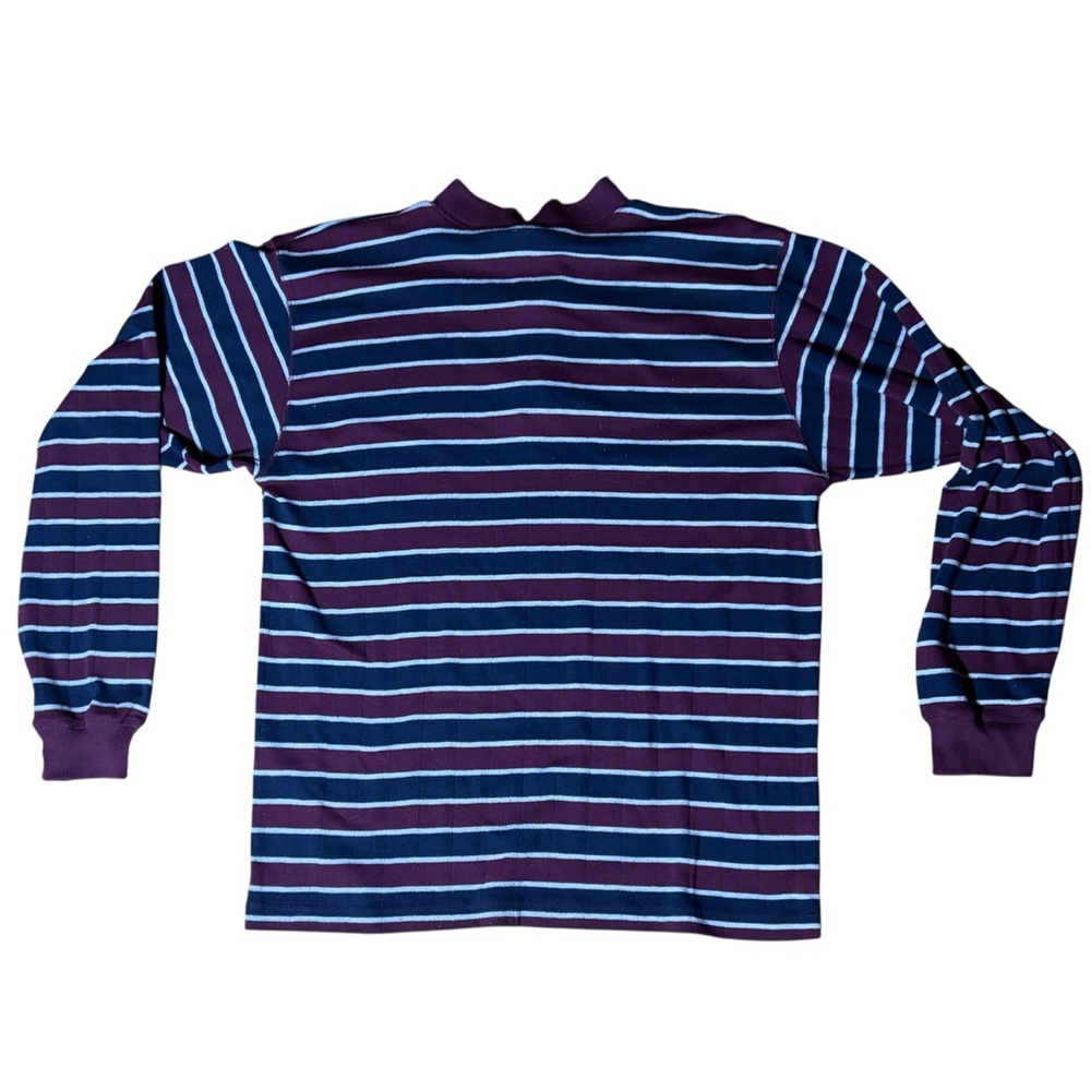 Striped Henley Long Sleeve Shirt - Purple & Blue - Picture 2 of 9